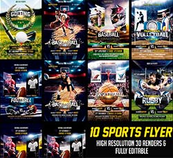 10个体育运动比赛类海报/传单合集：Sports Flyer Bundle